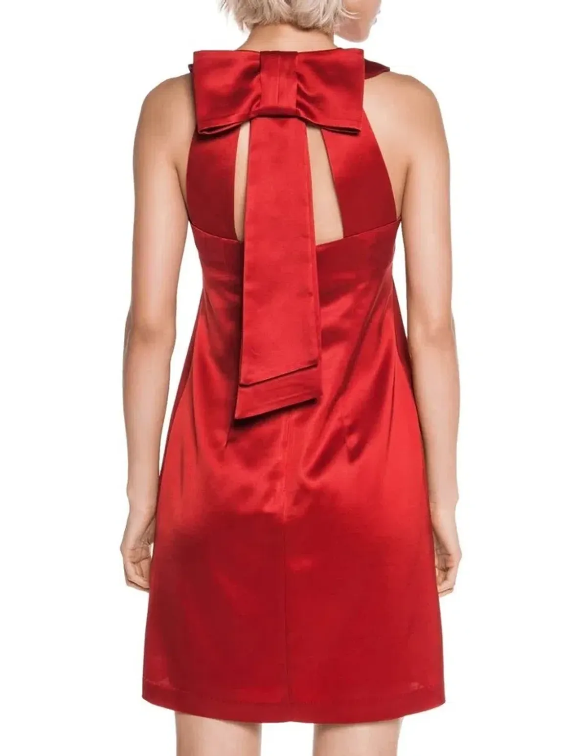 Cue Wool Satin Shift Dress Red Size 6 - Image 2