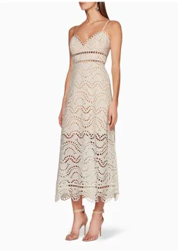 Zimmermann Jaya Wave Bodice Midi Dress Neutral Ivory Size 8 for rent on The Volte - image 1