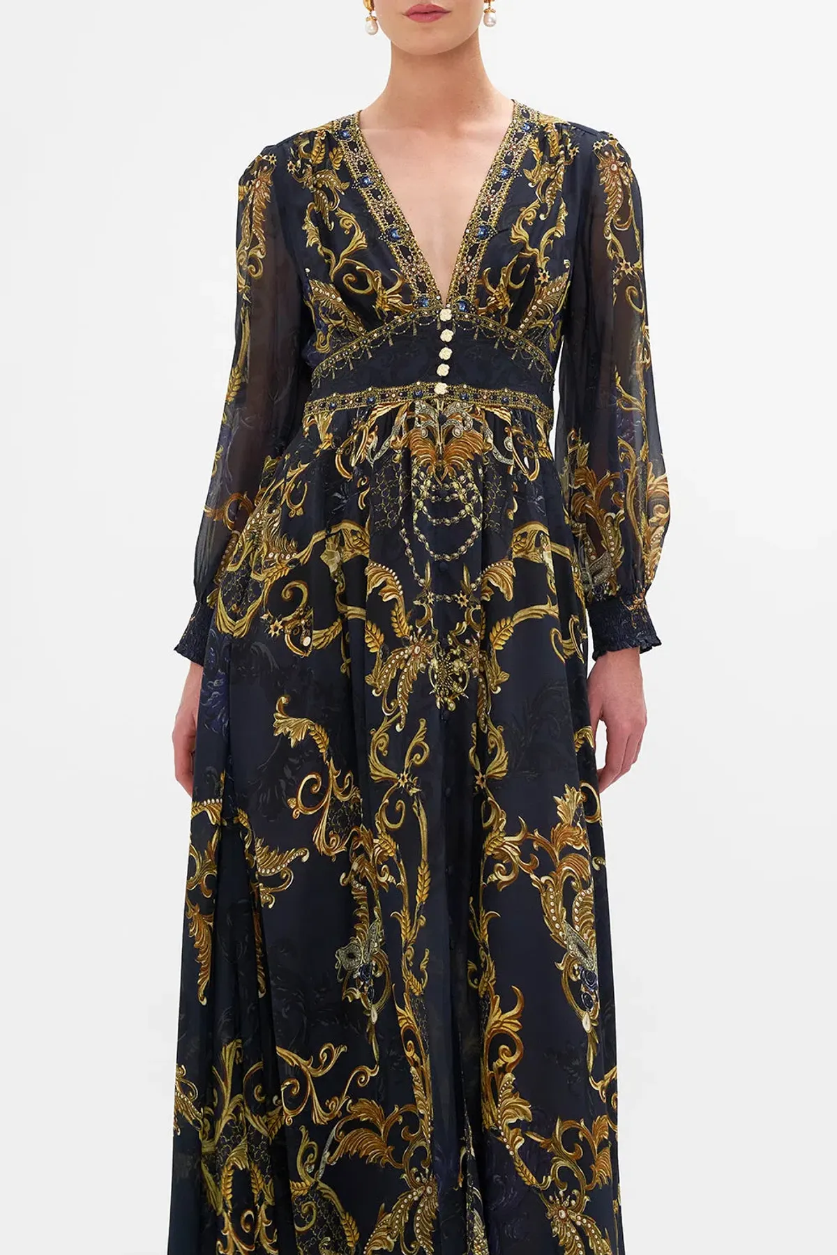 Camilla Button Dress With Shaped Waistband Moonlight Melodies Size XL / Au 16 - Image 4