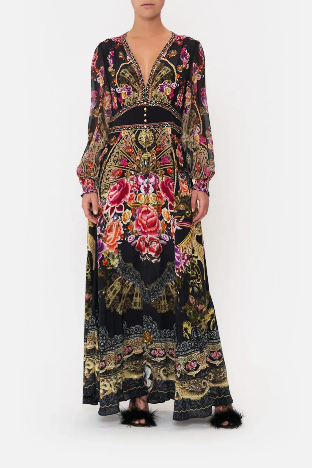 Camilla Button Dress With Shaped Waistband Dance With Duende Size XL / Au 16 for rent on The Volte - main image