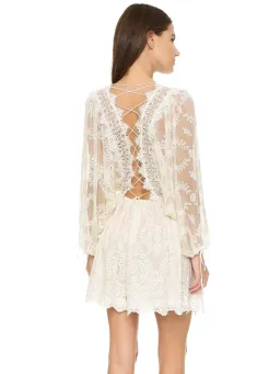 Zimmermann Alchemy Twine Embroidery Mini Dress Ivory Size 1/ AU 10 for rent on The Volte - image 2