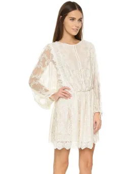 Zimmermann Alchemy Twine Embroidery Mini Dress Ivory Size 1/ AU 10 for rent on The Volte - image 1