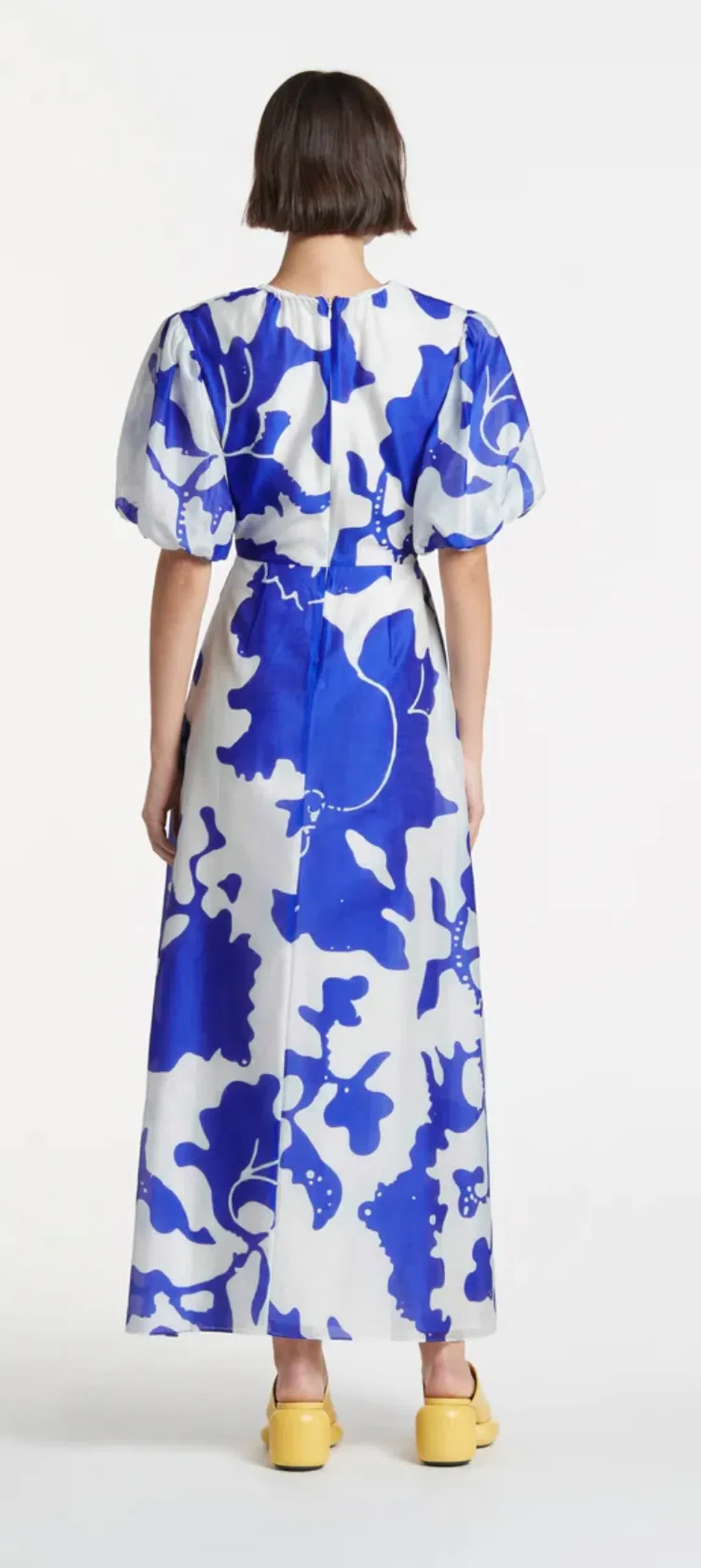 Sir The Label Vivi Puff Sleeve Maxi Dress Blue Print Size 10 for rent on The Volte - main image