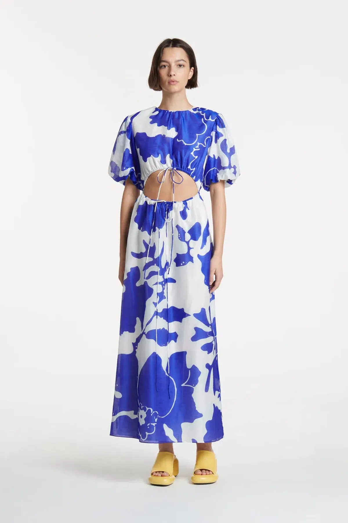 Sir The Label Vivi Puff Sleeve Maxi Dress Blue Print Size 10 for rent on The Volte - main image