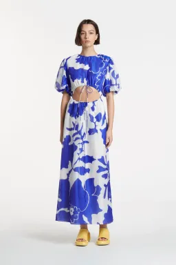 Sir The Label Vivi Puff Sleeve Maxi Dress Blue Print Size 10 for rent on The Volte - image 1