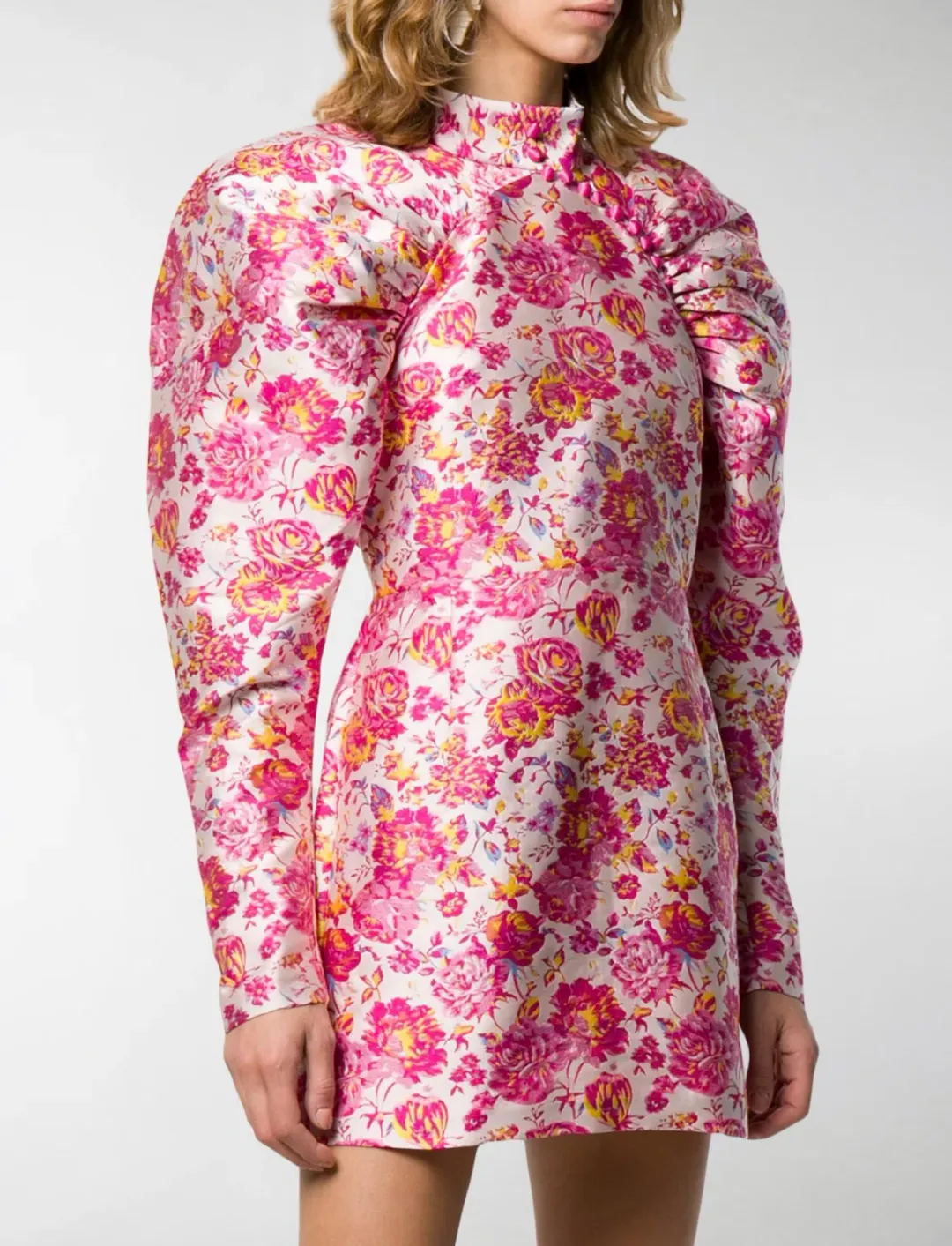 Rotate by Birger Christenson Ruched Floral Jacquard Mini Dress Size 8 for rent on The Volte - main image