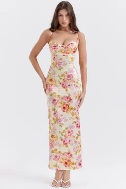 House of CB Josefina Ivory Floral Satin Maxi Dress in XS / Au 6 for rent on The Volte - image 5
