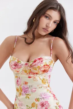 House of CB Josefina Ivory Floral Satin Maxi Dress in XS / Au 6 for rent on The Volte - image 6