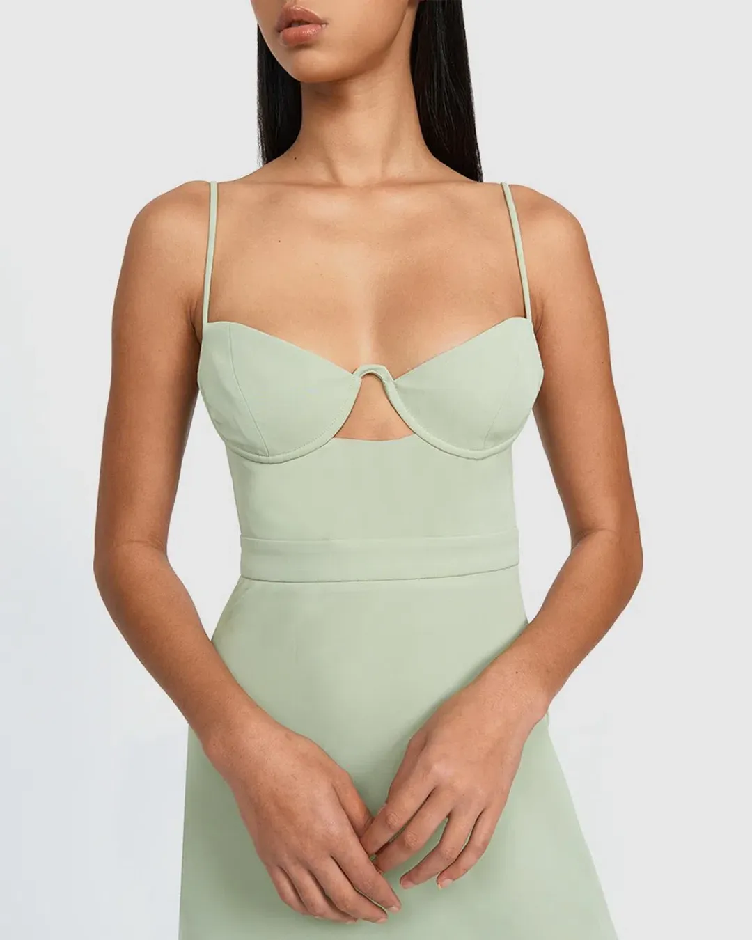 By Johnny Callia Wire Midi Dress Artichoke Green Size AU 14 for rent on The Volte - main image