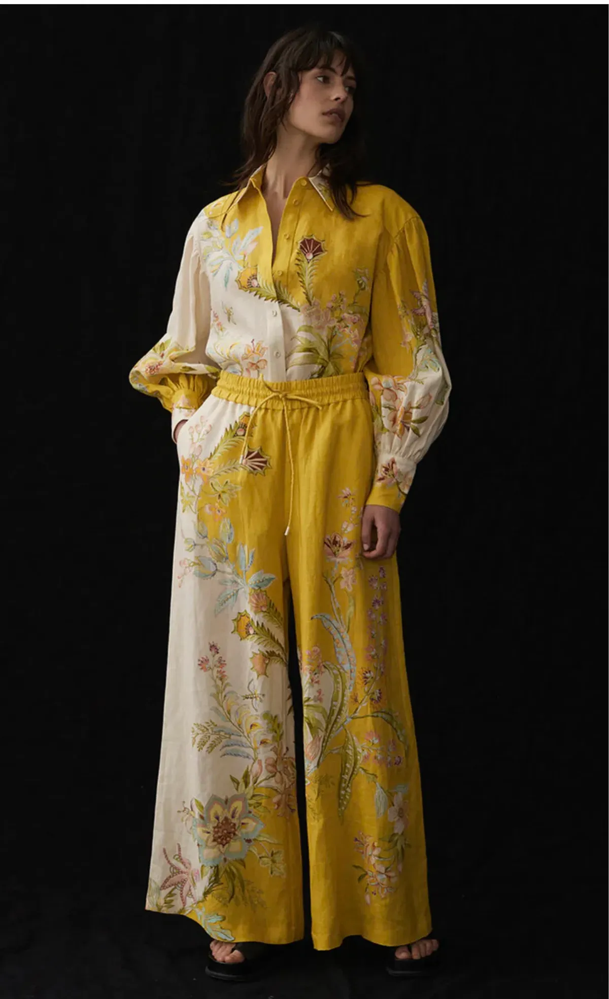 Alemais Ira Linen Shirt and Pant Set Print Size 10 - Image 1