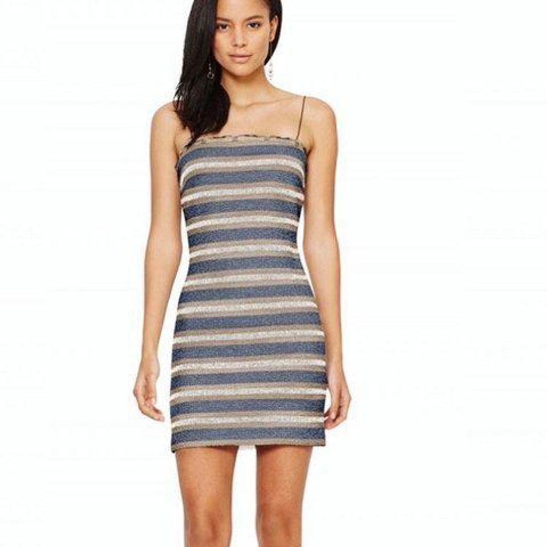 Bec & Bridge Iceberg Mini Dress in Navy Stripe Size 8 for rent on The Volte - main image