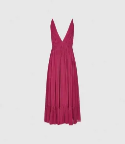 Reiss Women's Marie Textured Fabric Dress Pink Size 10 for rent on The Volte - image 4