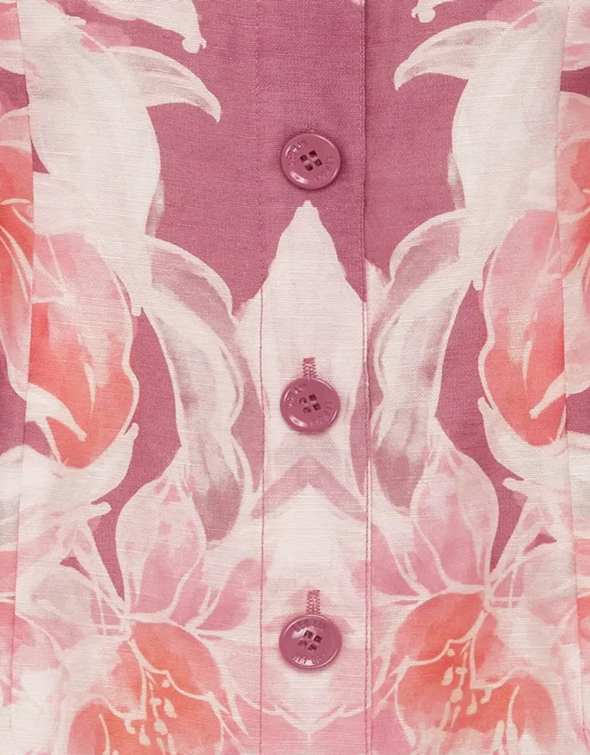 Leo Lin Luminous Silk Linen Mini Dress in Oriental Print in Hibiscus Size 10 - Image 4