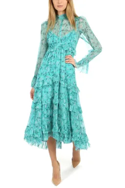 Zimmermann Moncur Gathered Frill Dress Floral Size 0 /AU 8 for rent on The Volte - image 1