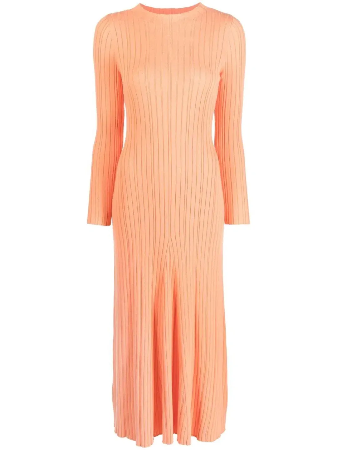 Anna Quan Long Sleeve Ribbed Knit Midi Dress Orange Size AU 10 for rent on The Volte - main image