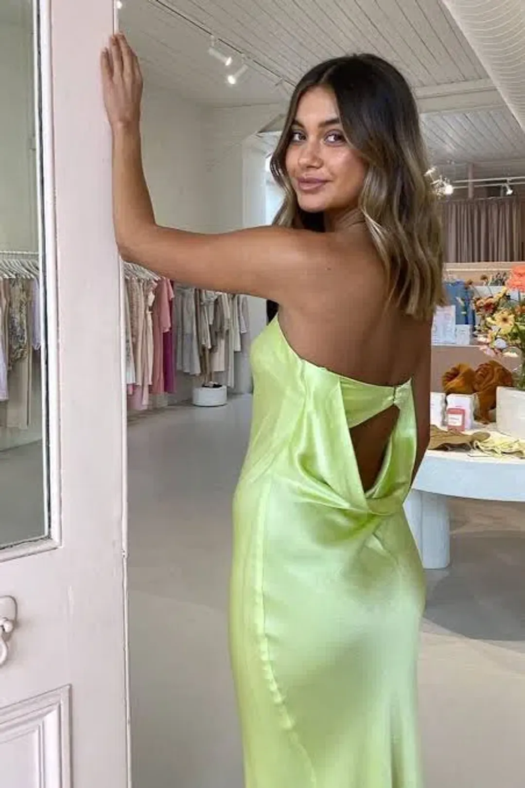 Bec & Bridge Citrus Sweetie Midi Dress Green Size AU 6 for rent on The Volte - main image