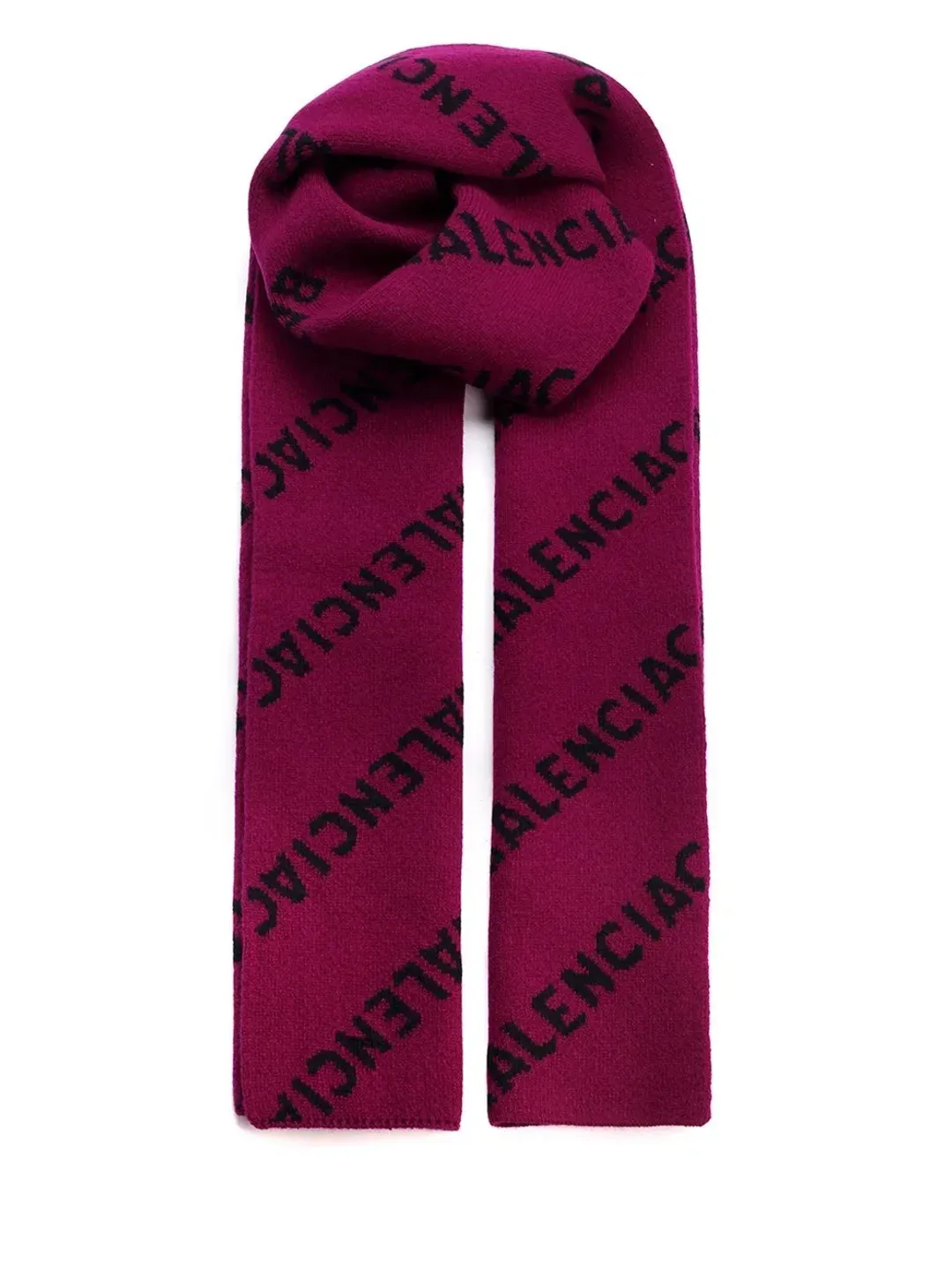 Balenciaga Allover Logo Knit Scarf Burgundy for rent on The Volte - main image