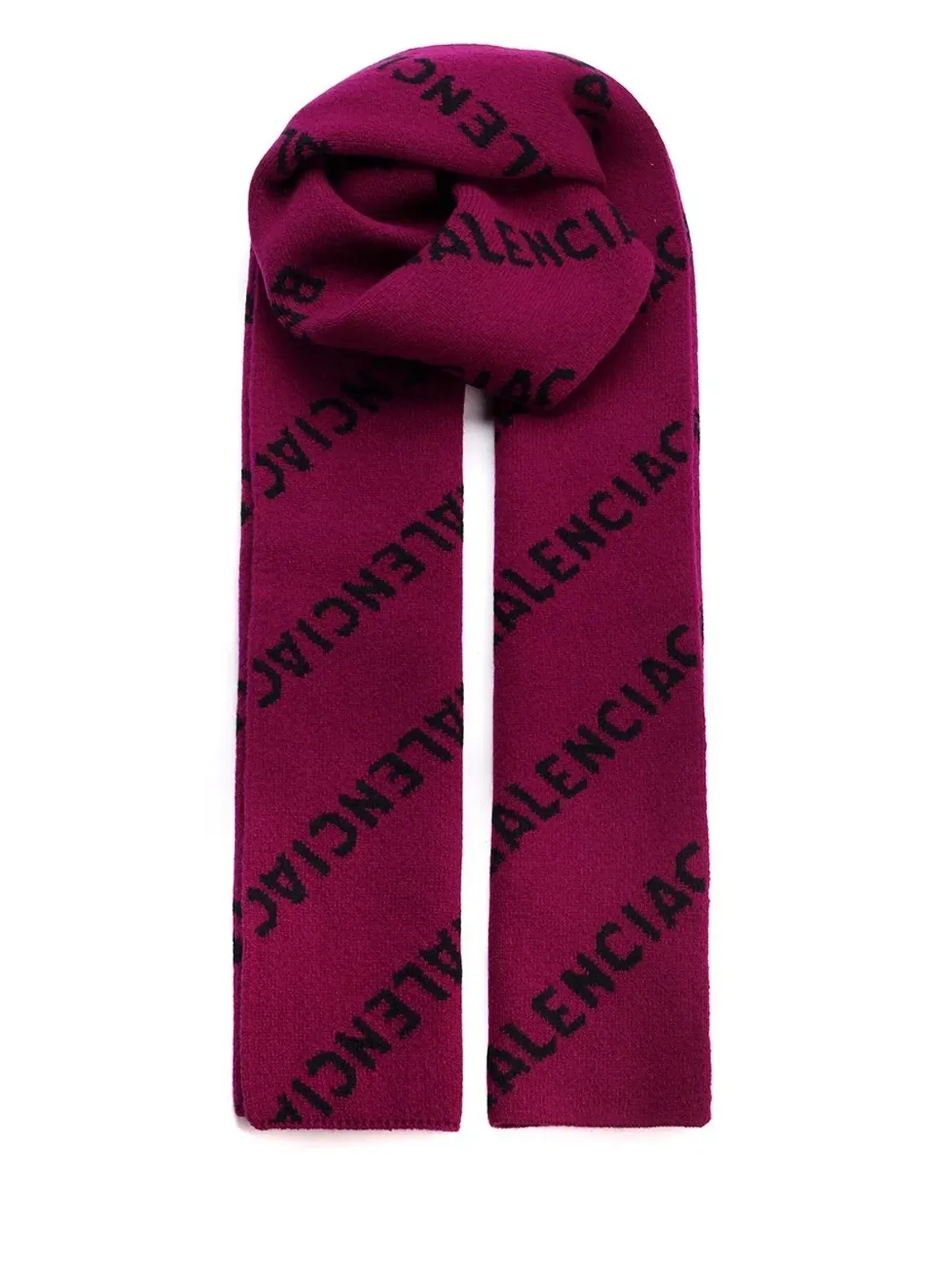 Balenciaga Allover Logo Knit Scarf Burgundy for rent on The Volte - main image