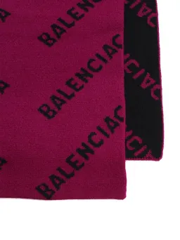 Balenciaga Allover Logo Knit Scarf Burgundy for rent on The Volte - image 2