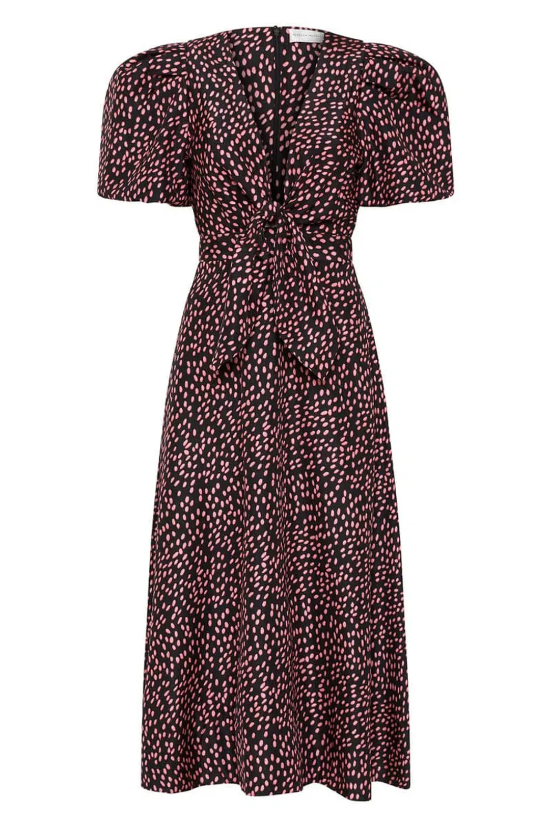 Rebecca Vallance Cha Cha Midi Dress Pink Polka Dot Size 12 for rent on The Volte - main image