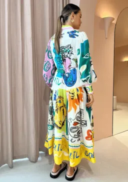 Alemais Soleil Patchwork Shirt Dress Multi Print Size AU 10 for rent on The Volte - image 4