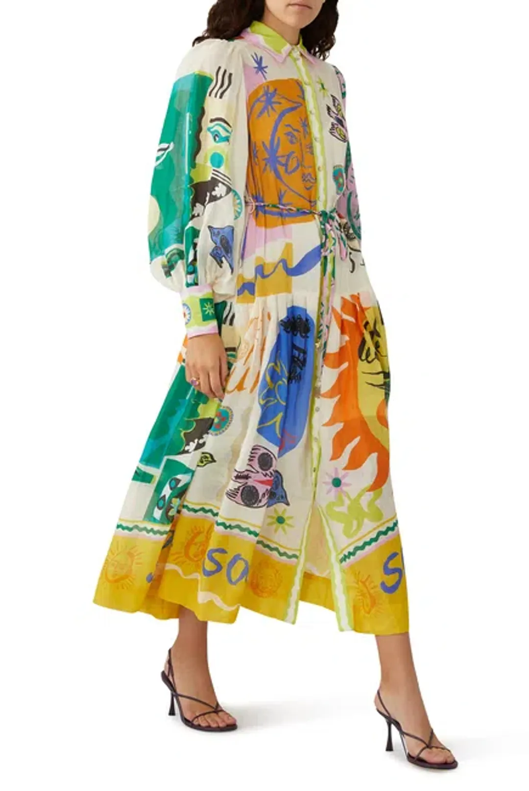 Alemais Soleil Patchwork Shirt Dress Multi Print Size AU 10 for rent on The Volte - main image