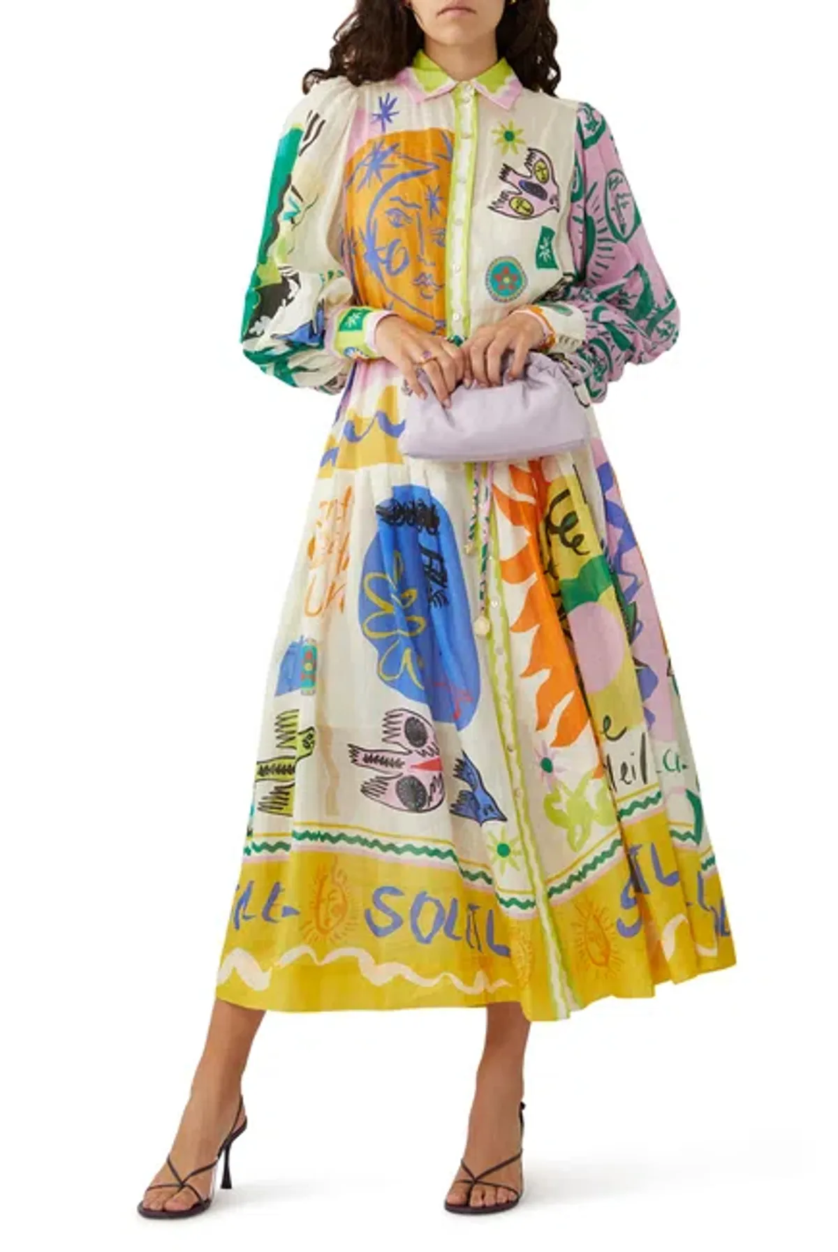 Alemais Soleil Patchwork Shirt Dress Multi Print Size AU 10 - Image 2