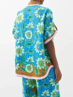 Alemais Winnie Floral Spliced Blue Brown Shirt and Pant Two Piece Set Floral Size 10 for rent on The Volte - image 4