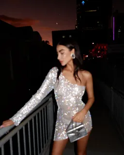 Santa Brands One Sleeve Mini Dress Silver Size XS/S for rent on The Volte - image 3