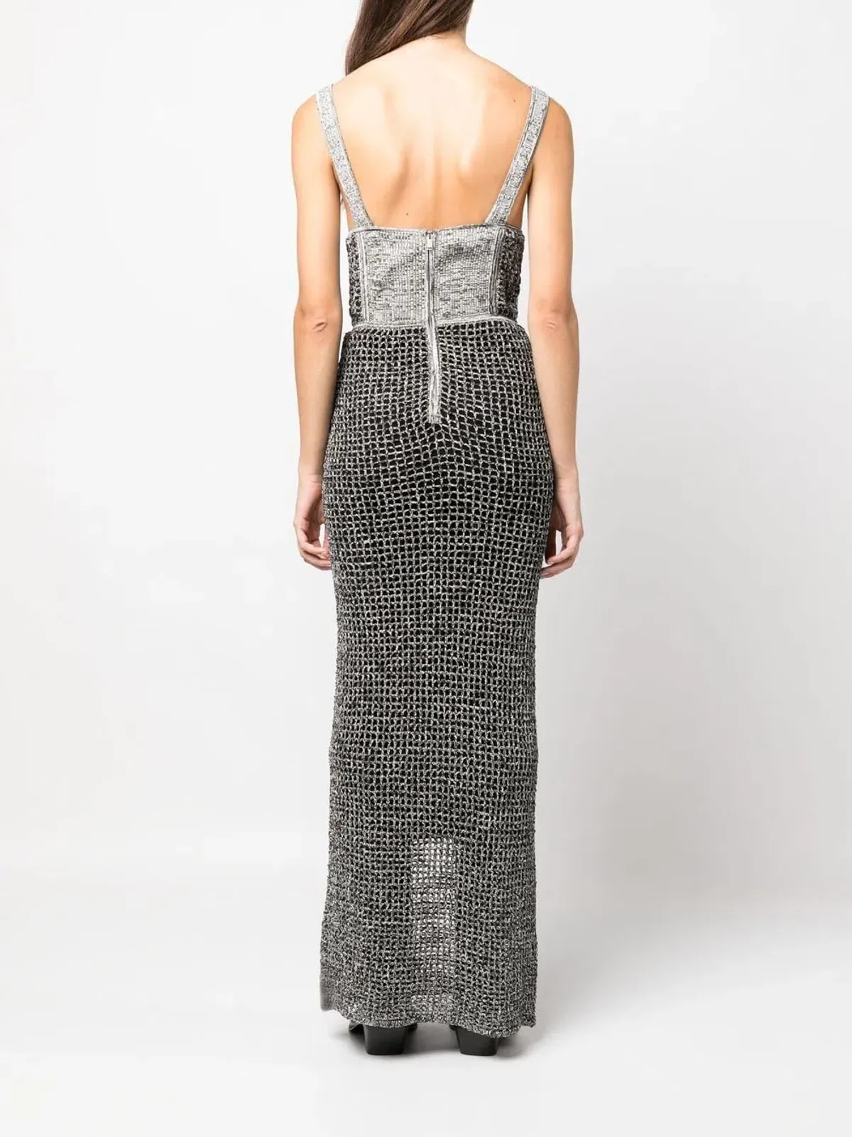 Dion Lee Marled Double Cup Corset Dress in Black Marle Size S / Au 8 - Image 3