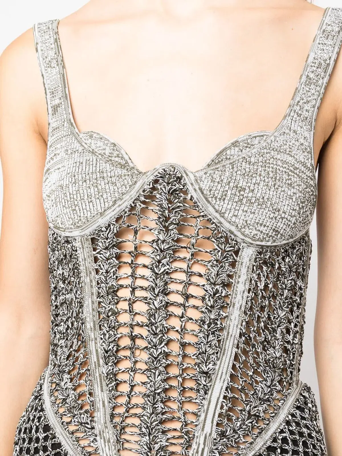 Dion Lee Marled Double Cup Corset Dress in Black Marle Size S / Au 8 - Image 4