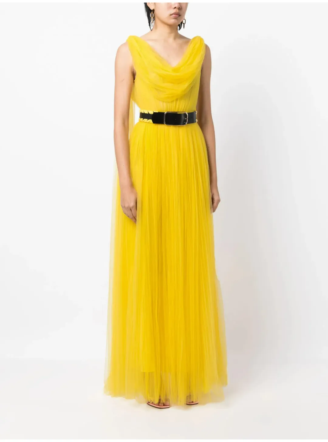 Leo Lin Juno Draped Floor Length Dress Yellow Size AU 12 for rent on The Volte - main image