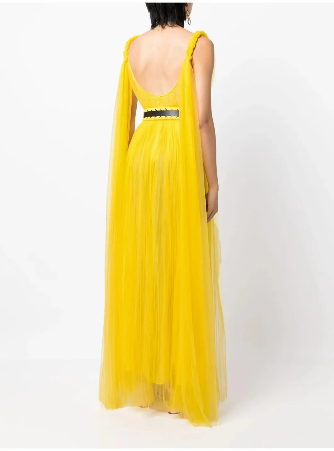 Leo Lin Juno Draped Floor Length Dress Yellow Size AU 12 for rent on The Volte - main image