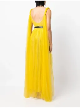 Leo Lin Juno Draped Floor Length Dress Yellow Size AU 12 for rent on The Volte - image 3