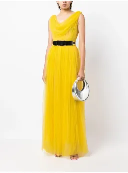 Leo Lin Juno Draped Floor Length Dress Yellow Size AU 12 for rent on The Volte - image 1