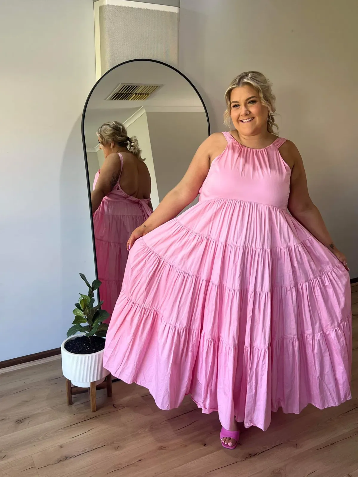 Aje Marguerite Tie Back Maxi Dress Pink Size 16 / XL - Image 1