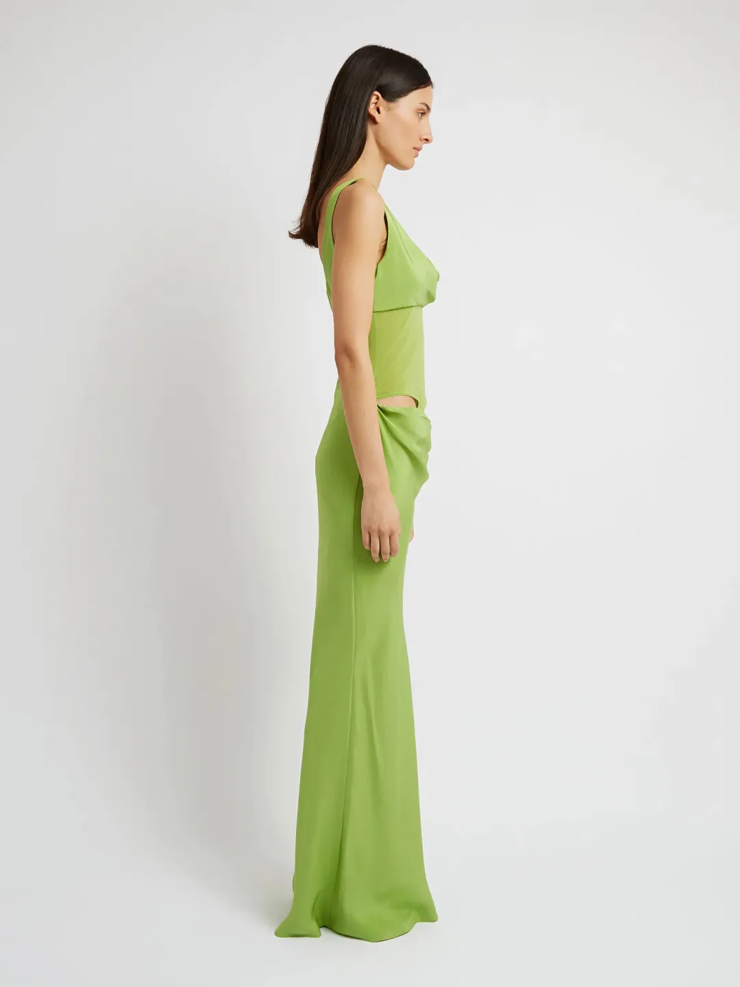 Christopher Esber Sheer Torso Cowl Tank Dress in Apple Size 8 for rent on The Volte - main image