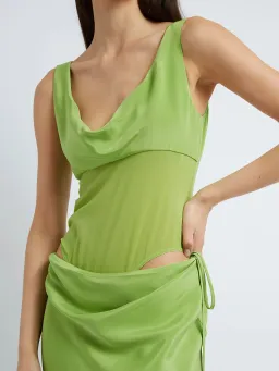 Christopher Esber Sheer Torso Cowl Tank Dress in Apple Size 8 for rent on The Volte - image 4