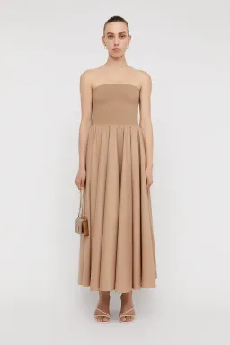 Scanlan Theodore Crepe Knit Cotton Strapless Dress Nude Size 8 for rent on The Volte - image 1