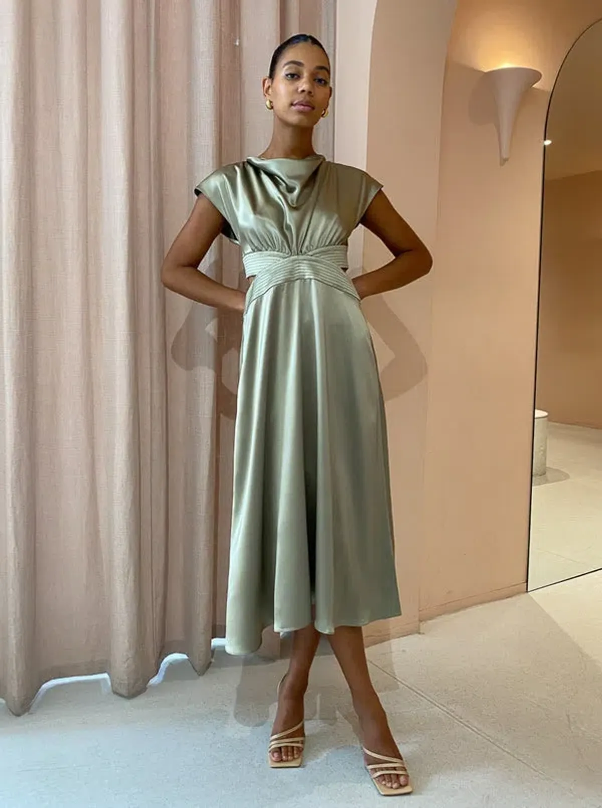 Acler Plympton Dress Moss Green Size 6 - Image 1