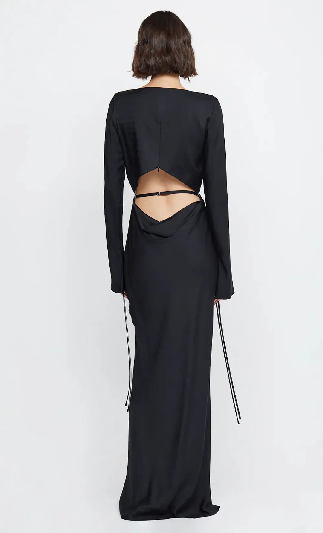 Bec & Bridge Diamond Days Long Sleeve Cut Out Maxi Dress Black Size AU 8 for rent on The Volte - main image
