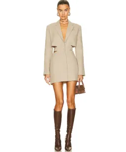 Jacquemus La Robe Bari Blazer Mini Dress Beige Size AU 8 for rent on The Volte - image 1