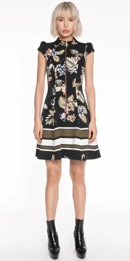 Cue Palm Leaf Zip Front Dress Black Size AU 10 for rent on The Volte - image 1