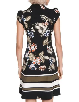 Cue Palm Leaf Zip Front Dress Black Size AU 10 for rent on The Volte - image 4