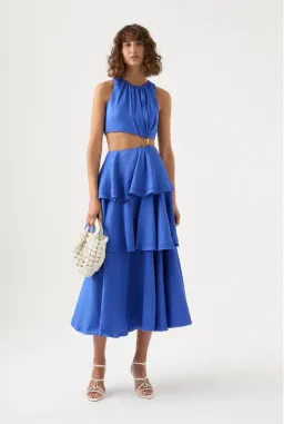 Aje Wave Cut Out Ring Midi Dress Blue Size AU 6 for rent on The Volte - image 1