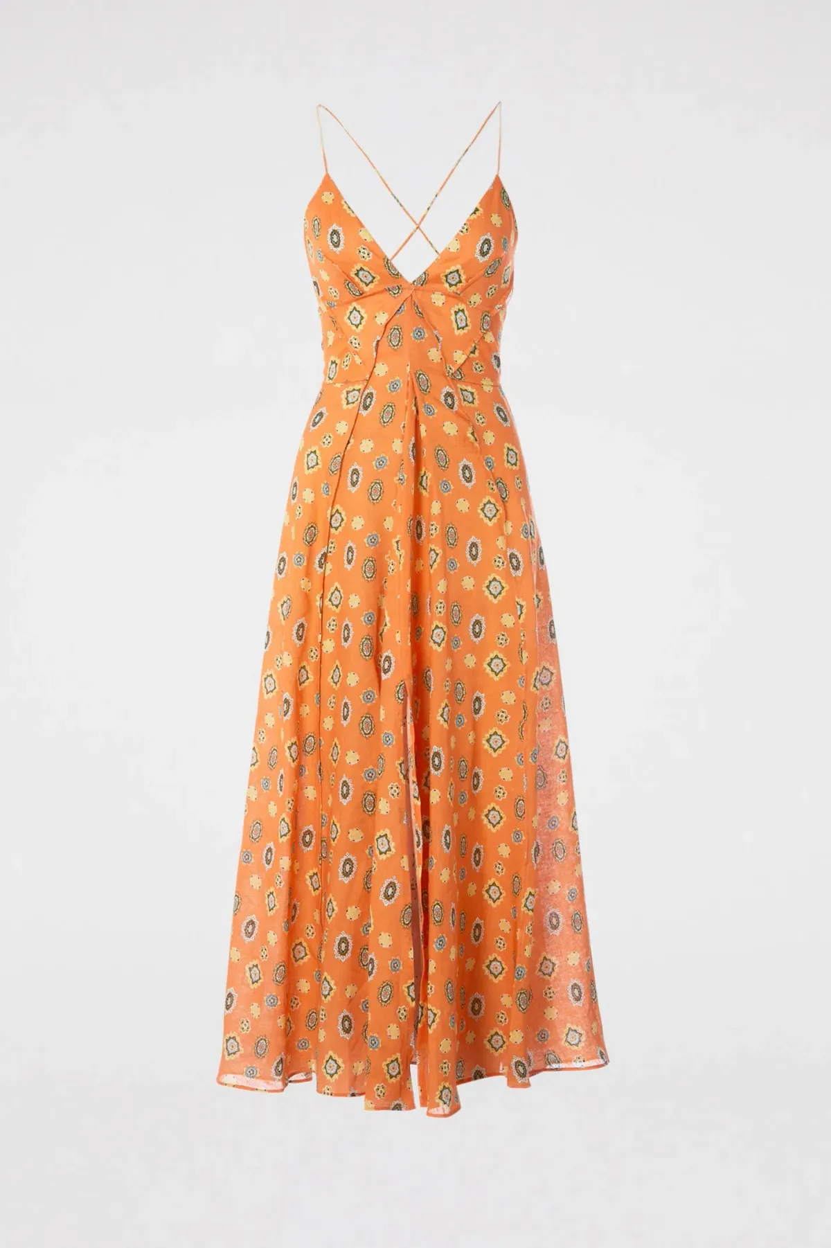 Scanlan Theodore Linen Foulard Strappy Dress Tangerine Size XS/AU 6 - Image 3