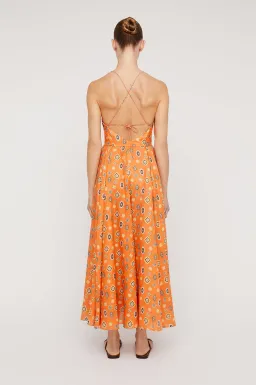 Scanlan Theodore Linen Foulard Strappy Dress Tangerine Size XS/AU 6 for rent on The Volte - image 2