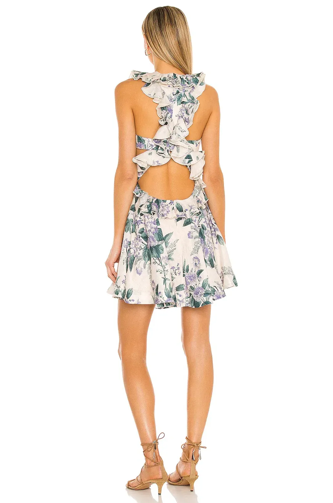 Zimmermann Cassia Ruffle Mini Dress Floral Size 1/Au 10 for rent on The Volte - main image