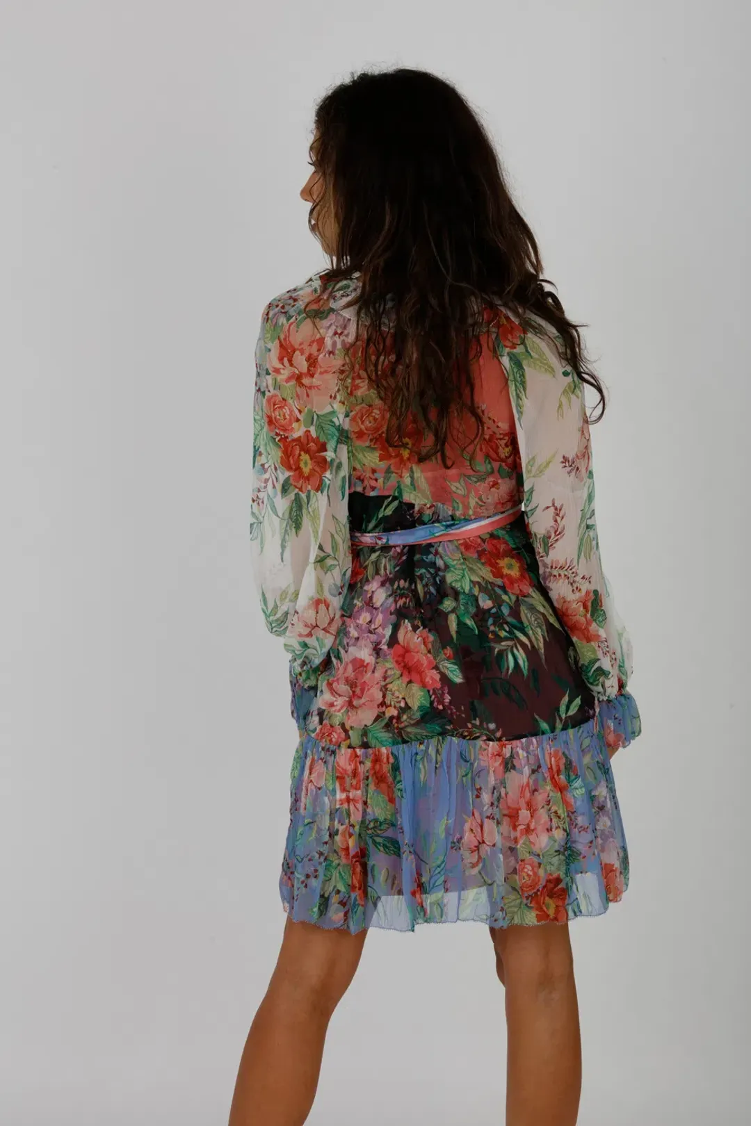 Zimmerman Bellitude Spliced Short Dress Multi Colour Floral Print Size 0/Au 8 for rent on The Volte - main image