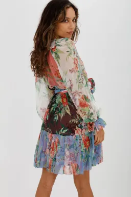 Zimmerman Bellitude Spliced Short Dress Multi Colour Floral Print Size 0/Au 8 for rent on The Volte - image 9